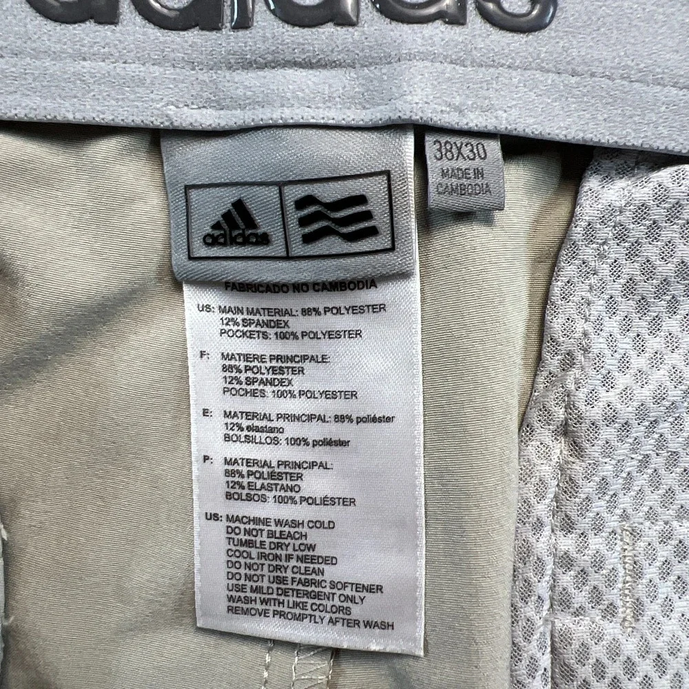 Adidas Pants Mens 38X30 Beige Stretch Mid Rise Straight Leg Golf Performance